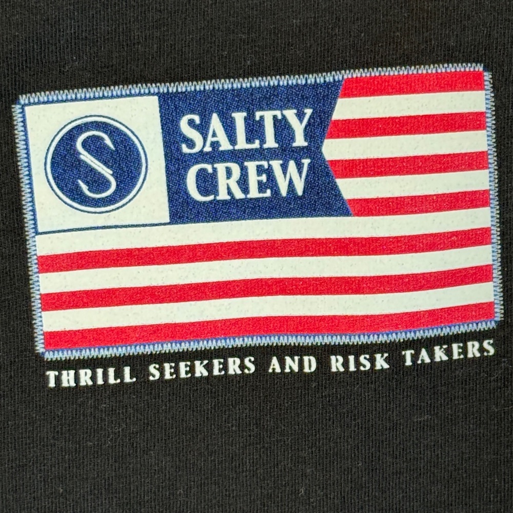 Salty Crew Freedom Flag Short Sleeve Black T-Shirt- Size Medium - Picture 5 of 6